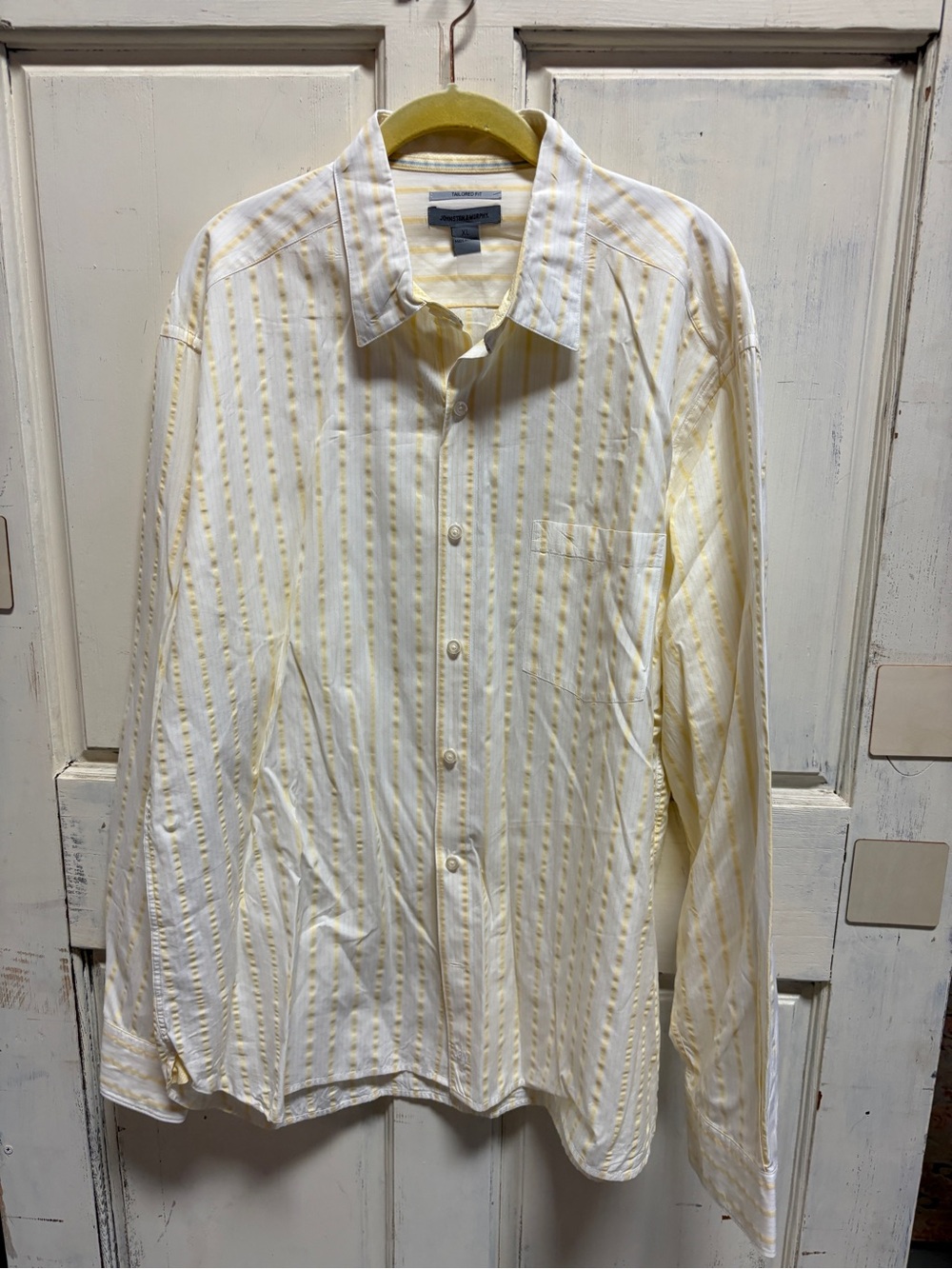 Johnston & Murphy Yellow and White Striped Dress Shirt
